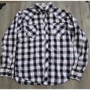 Roper Shirt Mens XL Black Pink Button Up Plaid Western Long Sleeve